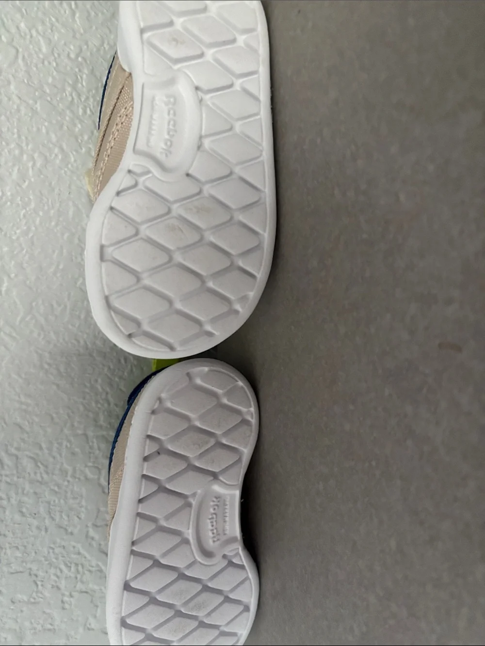 Reebok Baby/Toddler Slip-On Sneakers in Beige with Neon Green Accents-Brand New!